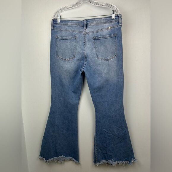 KanCan™ Flare High Rise Front Seam Jeans Retro Raw Hem Sz 32 or Junior 17 - Picture 11 of 14